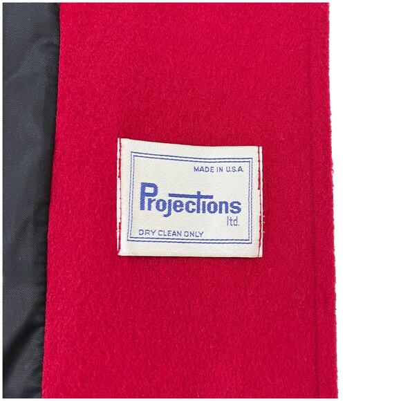 VTG Projections Ltd Double Breasted Wool Coat Classic Tailored Red Made USA M/L - Picture 5 of 9